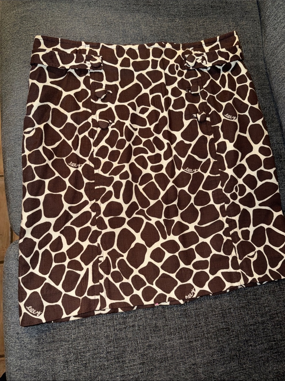 Lilly Pulitzer Brown and Cream Giraffe Print Mini Skirt